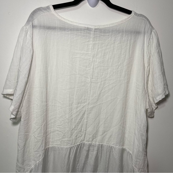 M Made in Italy White Linen Blend Asymmetrical Tunic Top Boho Minimalist size XL - Picture 7 of 9